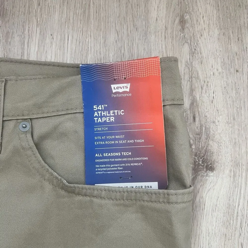 Levi's 541 Athletic Taper Mens Jeans 50x34 Tan Khaki Stretch NWT